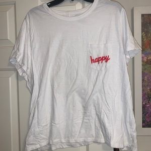 Old Navy “Happy” White Pocket Tee